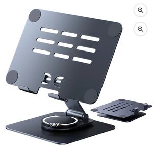 Tablet iPad Holder 360 Rotation Adjustable Gray Stand Office Desk Gaming